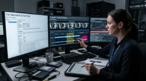 Digital forensic analyst examining deepfake evidence