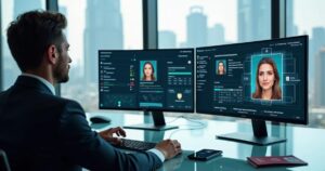 Cybersecurity analyst protecting biometric information
