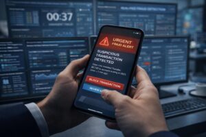Cybersecurity professional investigating voice impersonation fraud
