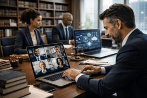 Lawyer using AI meeting transcription software